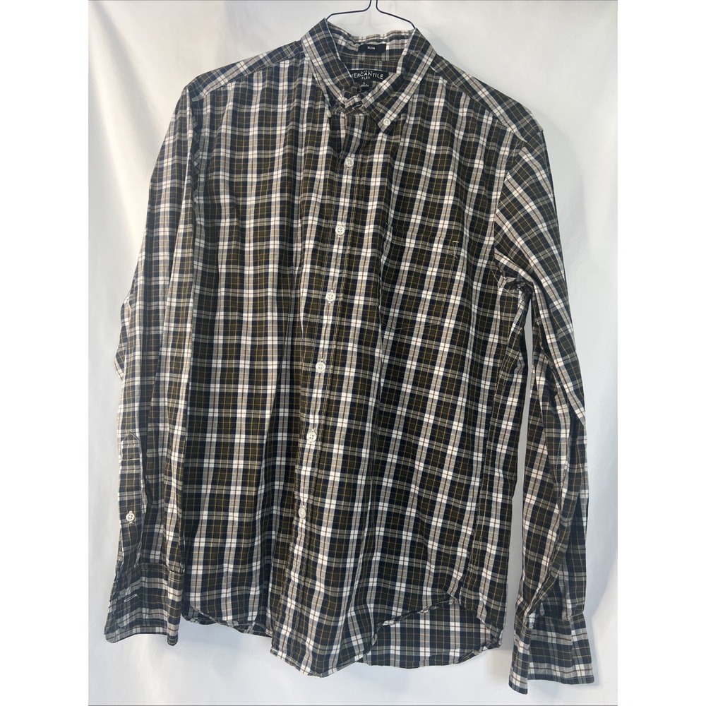 J Crew L Mercantile Flex Slim Men's Button Down Plaid Checks Green Blue Brown